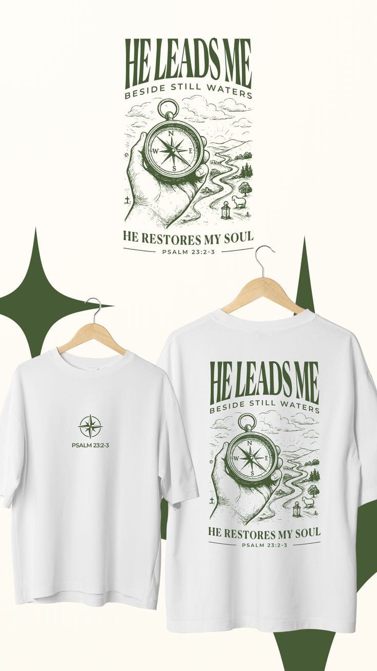 He Leads Me Tee